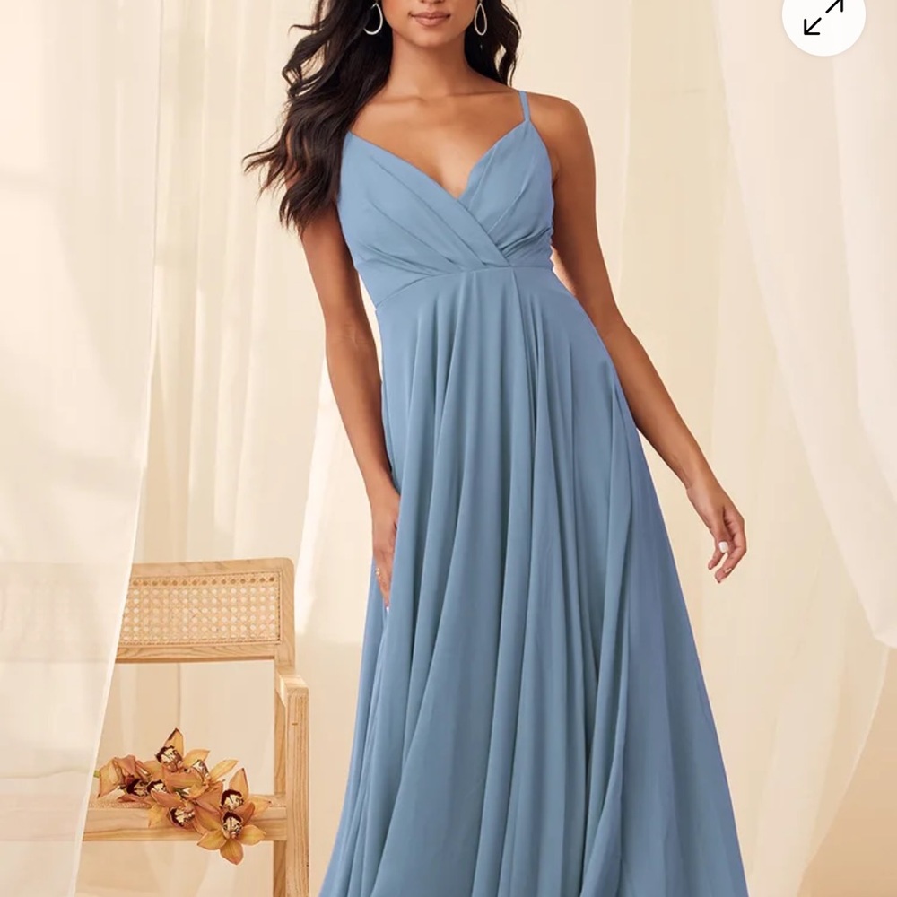 Lulu’s All About Love Slate Blue Maxi Dress NWT